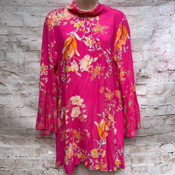 Free People Dresses & Skirts - Free People Tate Bubblegum Pink Floral Mini Dress Lollipop Combo Size S Fun